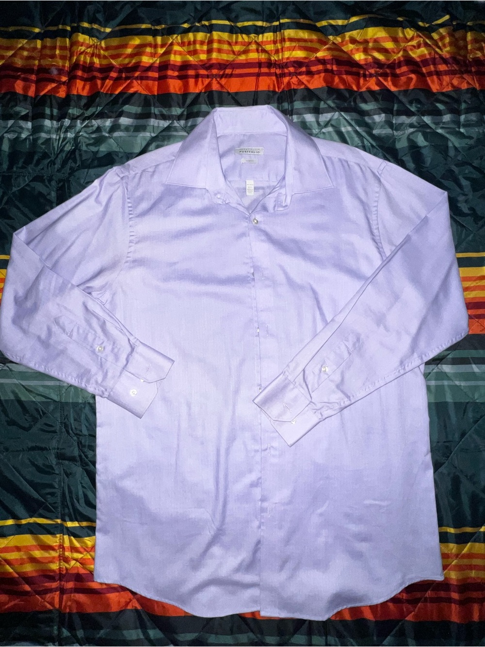Perry Ellis Lavender Dress Shirt - Solid Light Purple Button-Up